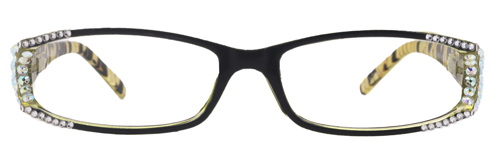 Tuscany, (Bling) Reading Glasses For Women Adorned W (Clear)    (Black, Green) Marble Rectangular, NY Fifth Avenue