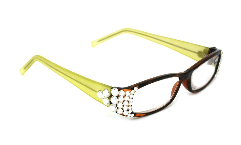 All Favorite, (Bling) Reading Glasses Women Adorned W (Clear) (Tortoise Brown, Green) Frame +4 +4.5 +5 +6 NY Fifth Avenue.
