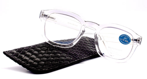 Apollo, (Blue Light Glasses) (Blue Blocker) Reduce Eyestrain, A/R Anti Glare. +1.25..+3.00 Large Square (Clear) NY Fifth Avenue.