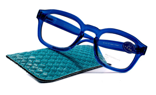 Apollo, (Blue Light Glasses) (Computer Reading Glasses) Reduce Eyestrain A/R Anti Glare +1.25... +3.00, Large Square (Blue) NY Fifth Avenue.