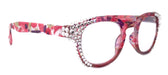 Autumn, (Bling) Reading Glasses For Women Adorned w (Clear) Genuine European Crystals, Round Frame (Pink, Purple Floral) NY Fifth Avenue