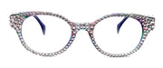 Autumn, (Bling) Reading Glasses For Women W (Full Crystals) Genuine European Crystals Round Frame (Blue, Purple Floral) NY Fifth Avenue