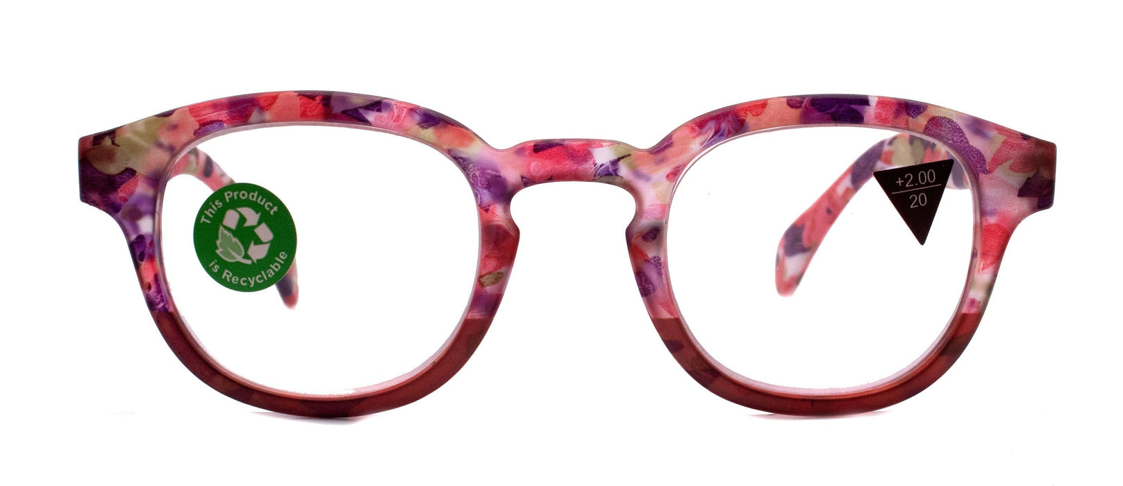 Autumn, (Premium) Reading Glasses High End Readers +1.25, +1.50 to +3.00 Round Style. optical Frame, (Pink, Purple Floral) NY Fifth Avenue.