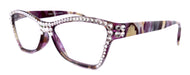 Avian, (Bling) Women Reading Glasses w (Full TOP) (Clear) Genuine European Crystals, Magnifying, Cat Eye (Purple, Blue) NY Fifth Avenue.