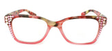 Aya, (Bling) Women Reading Glasses Adorned W ( Rose, Light Colorado)Genuine European Crystals. +1.25..+3.00 Square. NY Fifth Avenue.