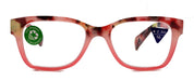 Aya, (Premium) Reading Glasses, High End Fashion Reader,+1.25 to +4 Magnifiers, (Pink n Brown Tortoise) Square Frame. NY Fifth Avenue.