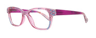 Azul, (Bling) Reading Glasses 4 Women W (Aquamarine N Rose)Genuine European Crystals. +1.5..+3 NY Fifth Avenue (Wide frame)