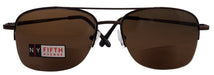 Benjamin, High-End Line Bifocal (Clear On Top) Sun Readers Unixes Readers Sunglasses (Brown) Metal, NY Fifth Avenue