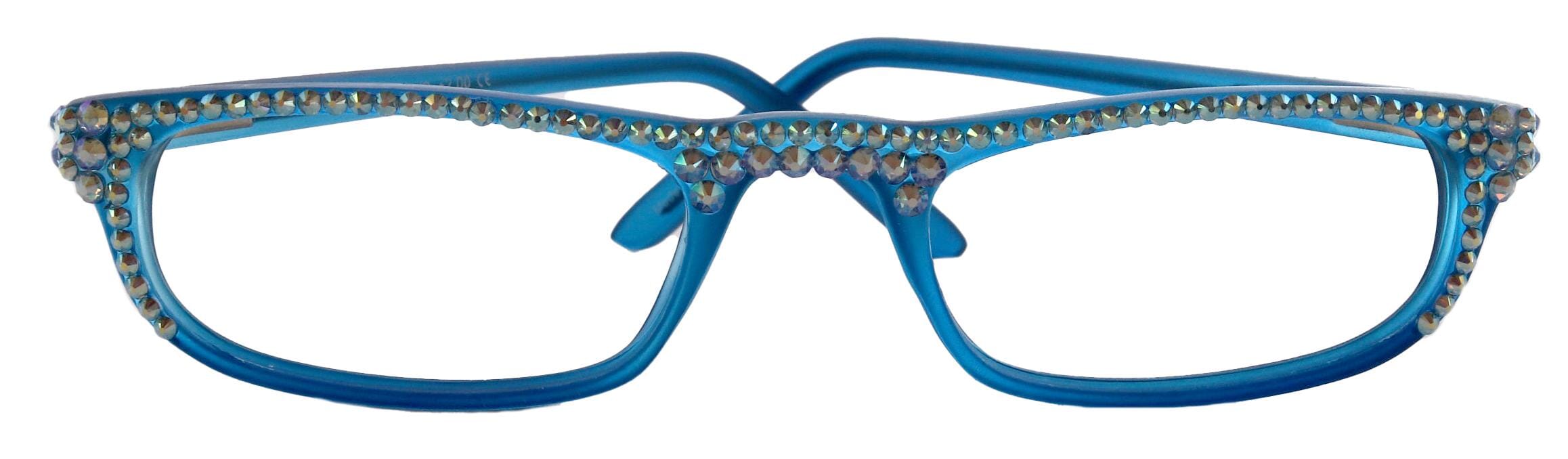 Bling Women Reading Glasses W (AB Blue) Genuine European Crystals +1.50..+2.75 (Blue) NY Fifth Avenue