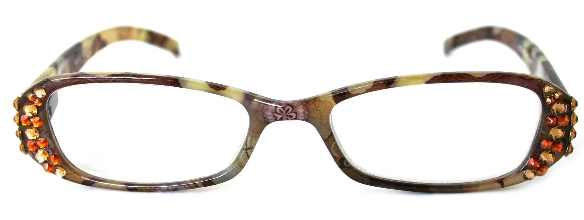 Blossom, (Bling) Reading Glasses for Women W (Light Colorado, Cooper) +1.50..+4 +4.50 +6 (Floral Brown) NY Fifth Avenue.