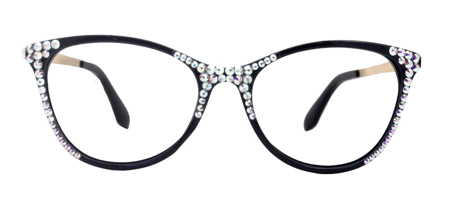 Cattitude Bling Reading Glasses 4 Women W AB Genuine European Crystals, Magnifying Cat Eye NY Fifth Avenue