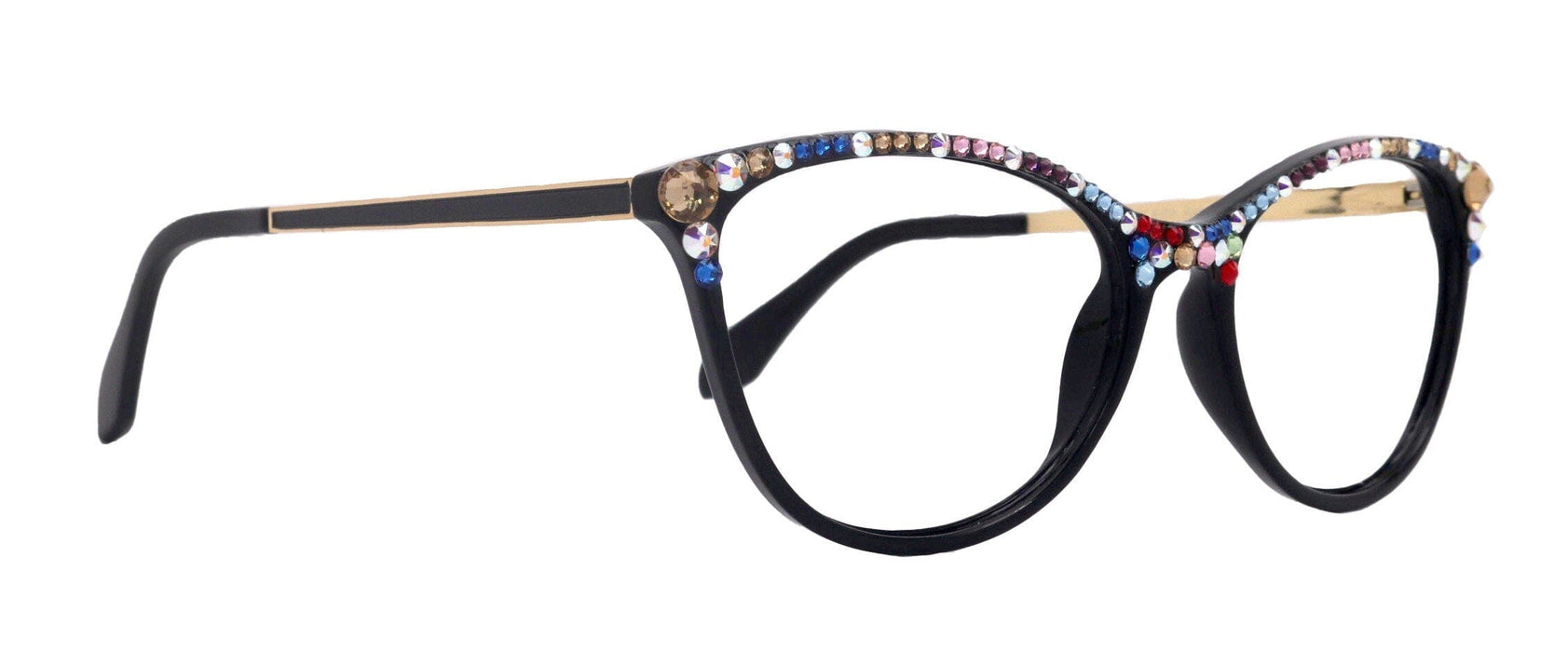 Cattitude Bling Reading Glasses 4 Women W Multi Color Genuine European Crystals, Magnifying Cat Eye NY Fifth Avenue