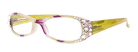 Dashing Stripes, (Bling) Women Reading Glasses W (Lime Green, purple) Oval. NY Fifth Avenue