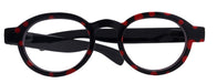 Dotty Chic, Round Reading Glasses for Women Black w Red frames with playful polka-dot pattern: +1.25 +3 NY Fifth Avenue