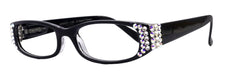 Elise, Bling Reading Glasses For Women W (Clear)Genuine European Crystals rectangular (Black) +1.25 ..+3, NY Fifth Avenue.