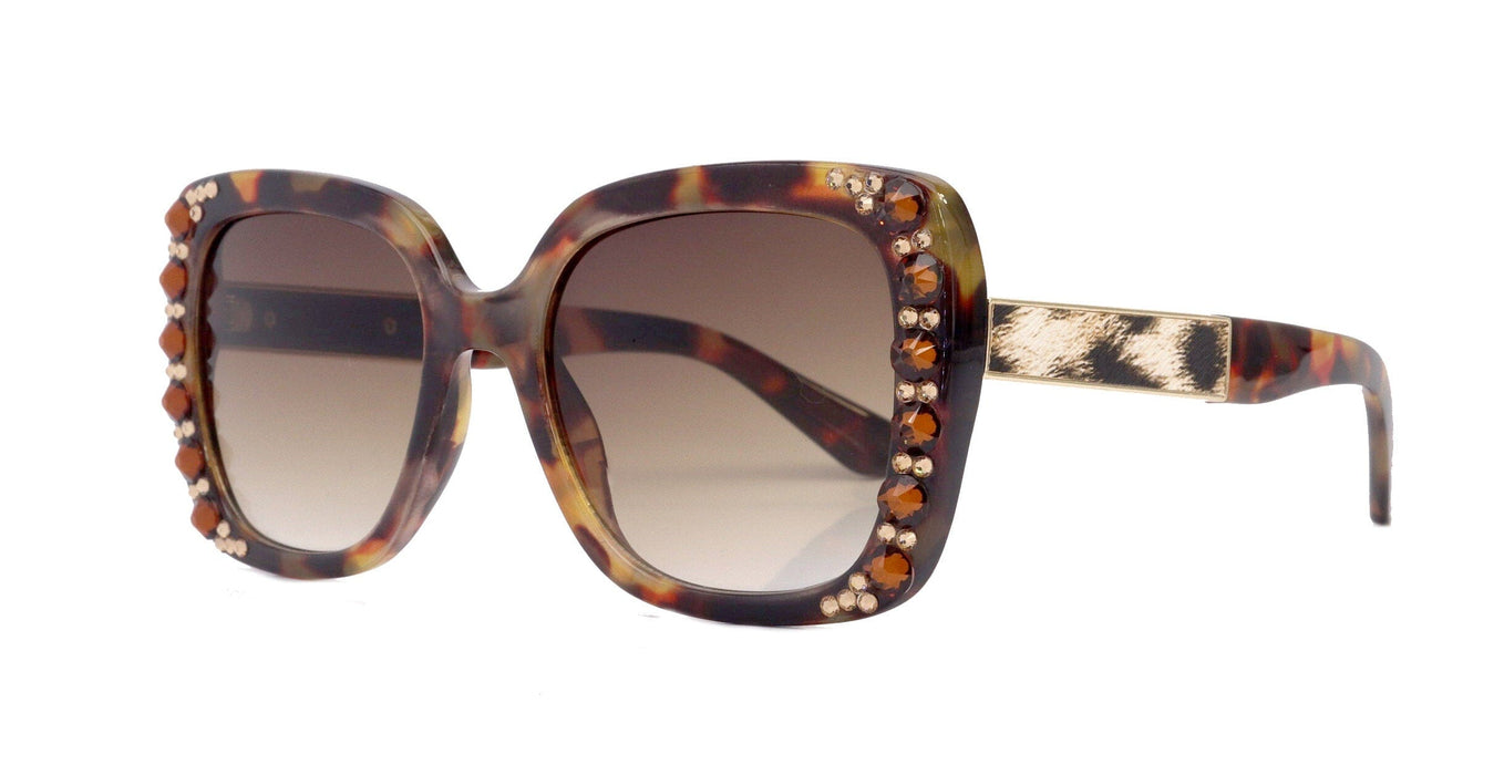 Emory, Bling Women Sunglasses Genuine European Crystals, 100% UV Protection, Brown Tortoiseshell. NY Fifth Avenue