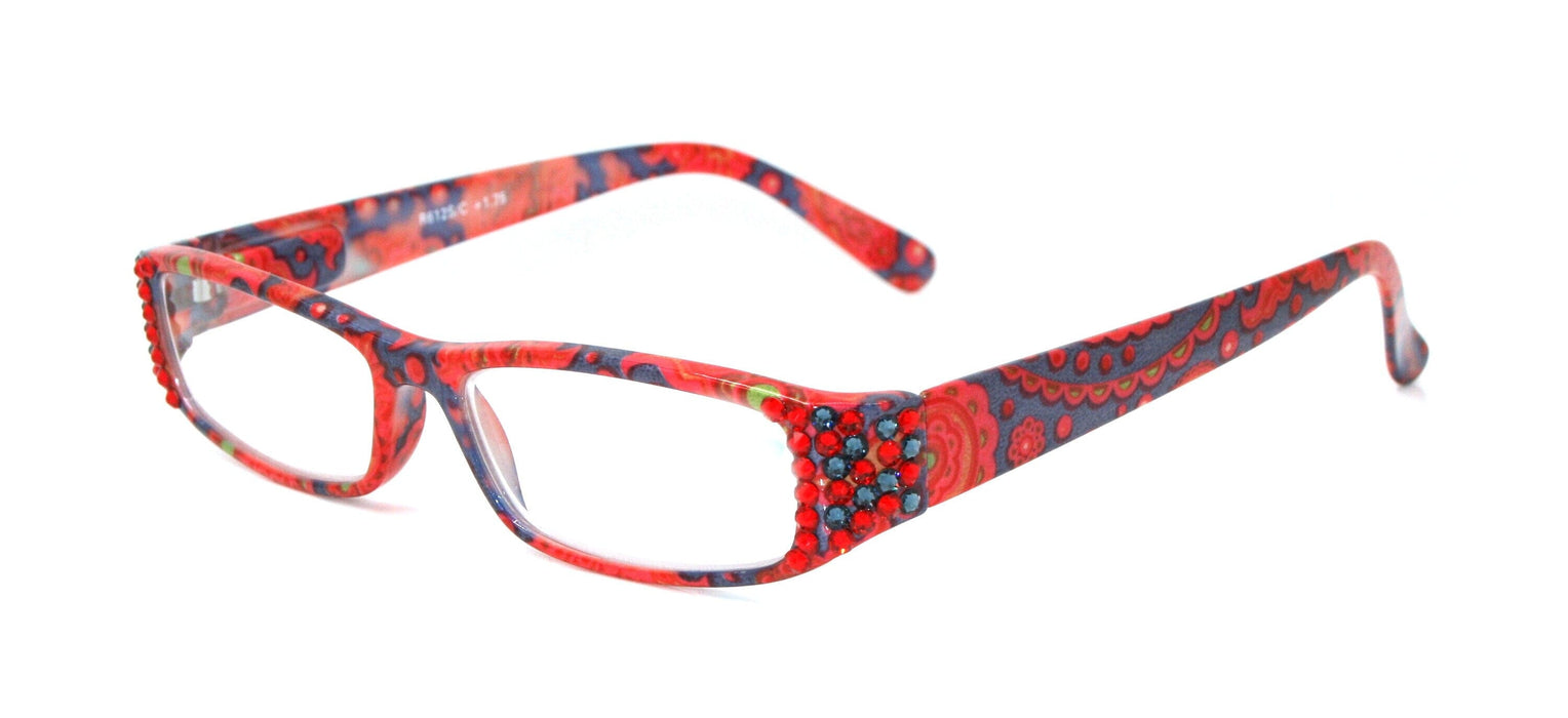 Florence, (Bling) Reading Glasses For Women W (Siam, Montana Blue) +1.25 .. +3 (Red, Blue) paisley, NY Fifth Avenue.