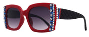 Freedom Shine, Bling Women’s Sunglasses with Genuine European Crystals, US Flag Colors, and 100% UV Protection Square Frame, NY Fifth Avenue