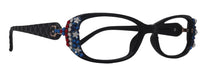 Freedom Shine, Quilted Bling Women’s Reading Glasses with Genuine European Crystals, US Flag Colors, Square Frame, NY Fifth Avenue