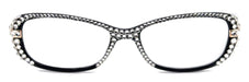 Glamour Quilted, (Bling) Reading Glasses For Women With (Full Top) Genuine European Crystals+1.25 to +3 (White, Black) NY fifth avenue.