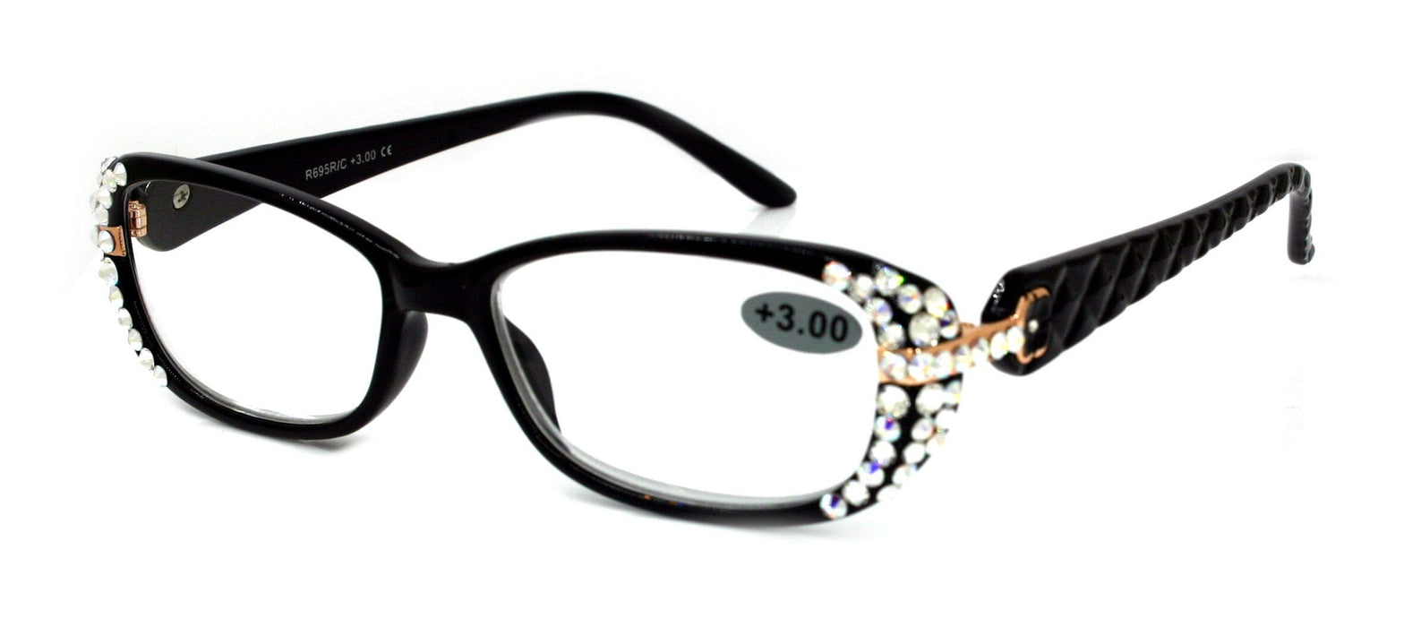 Glamour Quilted, (Bling) Women Reading Glasses Adorned W (Clear) Genuine European Crystals+1.25 to +3.50 Rectangular NY fifth avenue