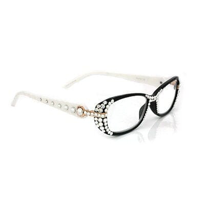 Glamour Quilted, (Bling) Women Reading Glasses W (Sides, Front) (Clear) Genuine European Crystals +1.25..+3.50 Rectangular. NY Fifth Avenue