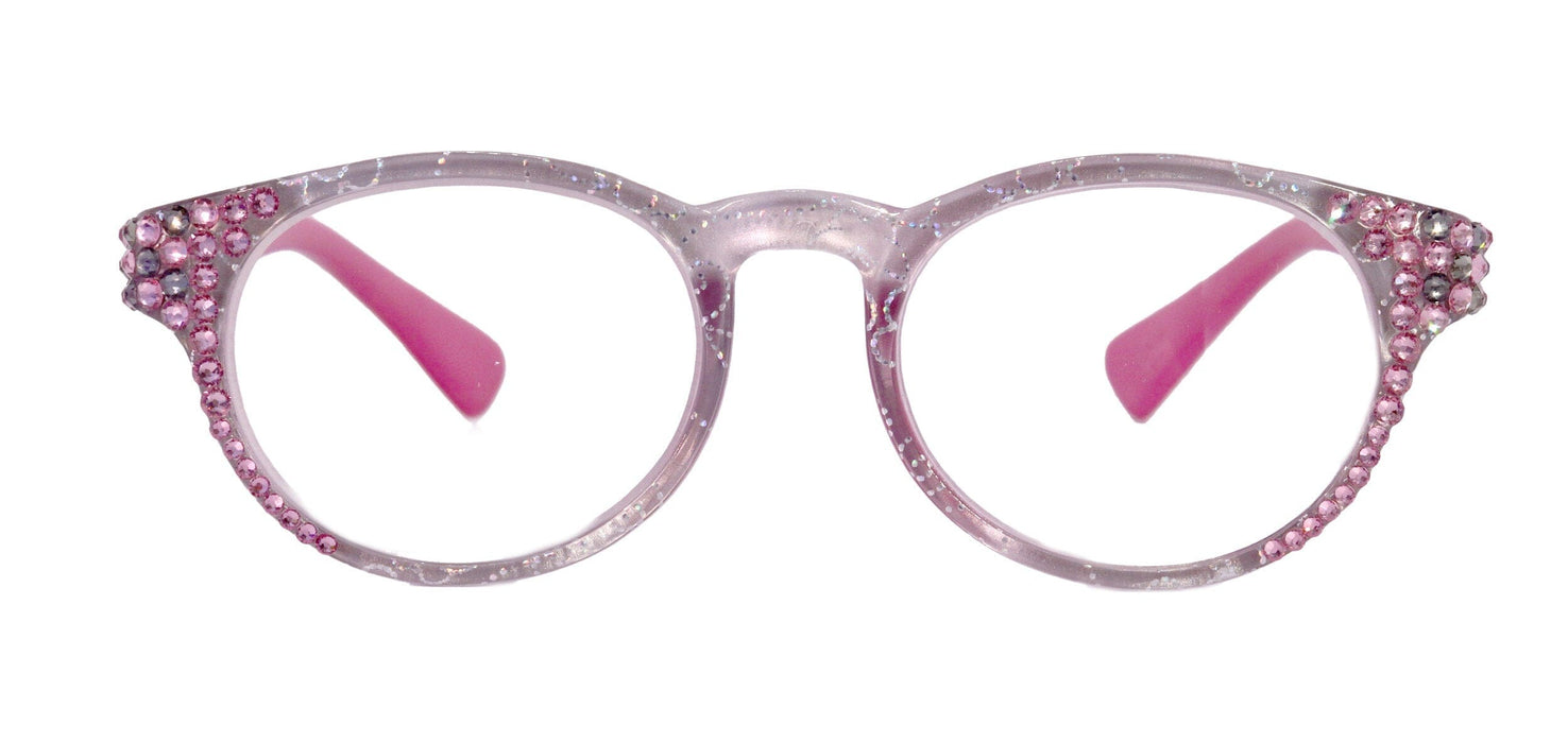 Grace, (Bling) Reading Glasses for Women W (Light Rose, Black Diamond) Genuine European Crystals (Metallic Silver, Pink). NY Fifth Avenue