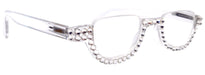 Half Moon Readers, (Bling) Reading Glasses For Woman W (Clear) Genuine European Crystals, (Translucent) Half Rim Glasses, NY Fifth Avenue