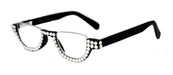 Half Moon, (Bling) Woman Reading Glasses Adorned w (Clear) Genuine European Crystals , Reader +1.25 to +4 Magnifying, Frame, NY Fifth Avenue