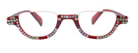 Half Moon, (Bling) Woman Reading Glasses Adorned W Genuine European Crystals, Reader Magnifying, (Red) NY Fifth Avenue.