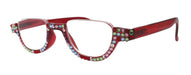 Half Moon, (Bling) Woman Reading Glasses Adorned W Genuine European Crystals, Reader Magnifying, (Red) NY Fifth Avenue.