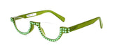 Half Moon, (Bling) Woman Reading Glasses Adorned W (Peridot) Genuine European Crystals, Reader Magnifying, +1.25 to +4 NY Fifth Avenue