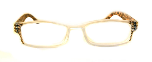 Xena, (Bling) Women Reading Glasses W (Light Colorado, Hematite) Genuine European Crystals (Frosted Clear, Brown Leopard) NY fifth avenue