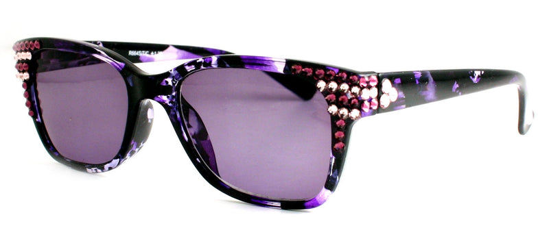 Oasis, (Bling) Reading Sunglasses W (Amethyst, L. Amethyst) Genuine European Crystals (Fully Magnified) (Purple) Tortoiseshell NY Fifth Avenue