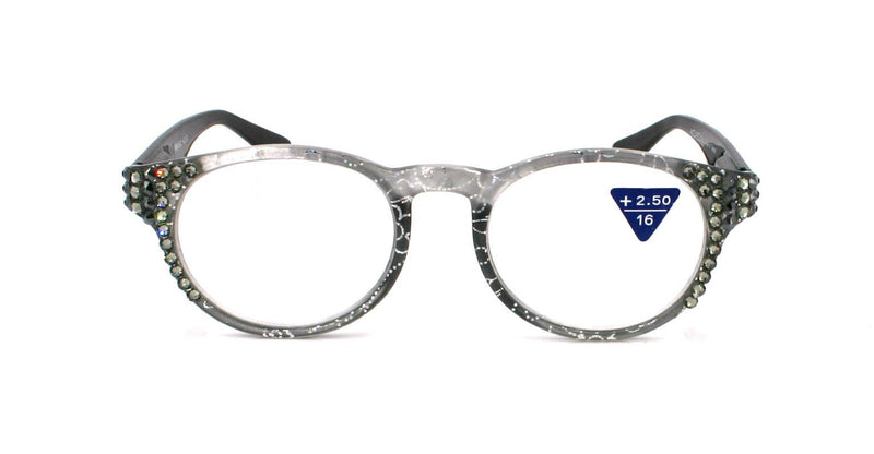 Grace, (Bling) Reading Glasses for Women W (Black Diamond, Hematite) Genuine European Crystals (Metallic Silver, Black) NY Fifth Avenue
