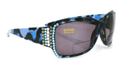 Lourdes, (Bling, Bifocal) Women Reading Sunglasses W (Hematite, Aquamarine) Genuine European Crystals (Blue) Leopard Animal Print, NY Fifth Avenue