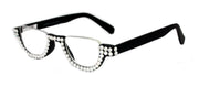 Half Moon Women’s Reading Glasses – Black Frame with Clear Crystals