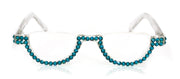 Half Moon, (Bling) Woman Reading Glasses Adorned W (Blue Zircon) Genuine European Crystals +1.25..+4 Lower Nose, NY Fifth Avenue