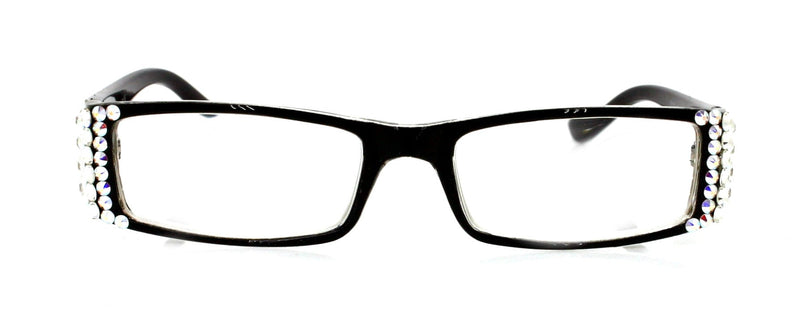 The French, (Bling) (Fleur De Lis) Women Reading Glasses W (Clear, AB Aurora Borealis) Genuine European Crystals (Black) NY Fifth Avenue