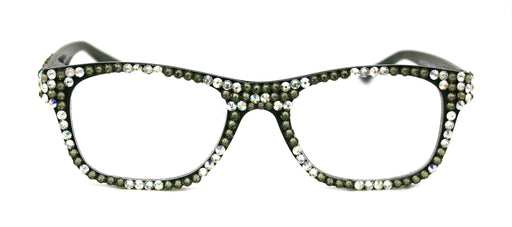 Kelly, (Bling) Reading Glasses 4 women W (Full All Over)(Black Diamond, AB Aurora Borealis) Genuine European Crystals.Square NY Fifth Avenue