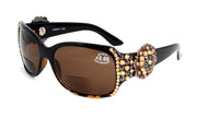 The Medallion, (Bling, line Bifocal) Women Reading Sunglasses W (Hematite, L. Colorado) Genuine European Crystals, (Brown) NY Fifth Avenue