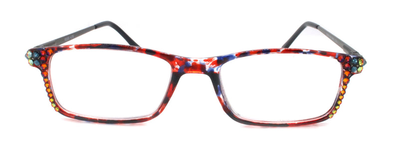 Vienna, (Bling) Women Reading Glasses W (Volcano, Montana Blue) +1.25 +3 (Tortoise Shell + Red) Frame. NY Fifth Avenue