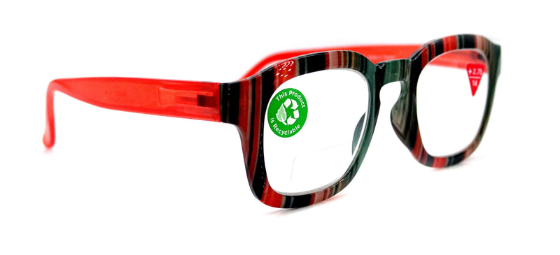 Rivera, (Premium) Reading Glasses, High End Readers +1.25 to +3 Magnifying Eyeglass, Candy (Orange, Green n Black) Square, NY Fifth Avenue.