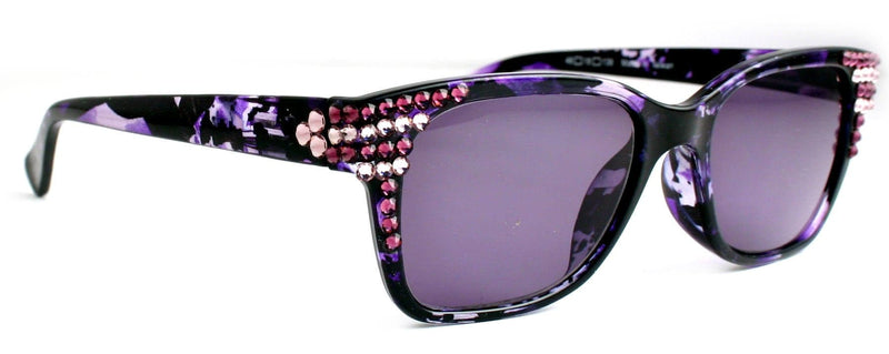 Oasis, (Bling) Reading Sunglasses W (Amethyst, L. Amethyst) Genuine European Crystals (Fully Magnified) (Purple) Tortoiseshell NY Fifth Avenue