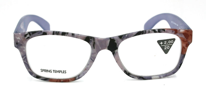 The Forester, (Premium) Reading Glasses, High End Reader +1.25 to +3 Magnifying, Square Style (Blue Camouflage) Frame. NY Fifth Avenue