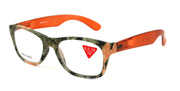 The Forester, (Premium) Reading Glasses, High End Reader +1.25 to +3 Magnifying, Square Style (Orange Camouflage) Frame. NY Fifth Avenue