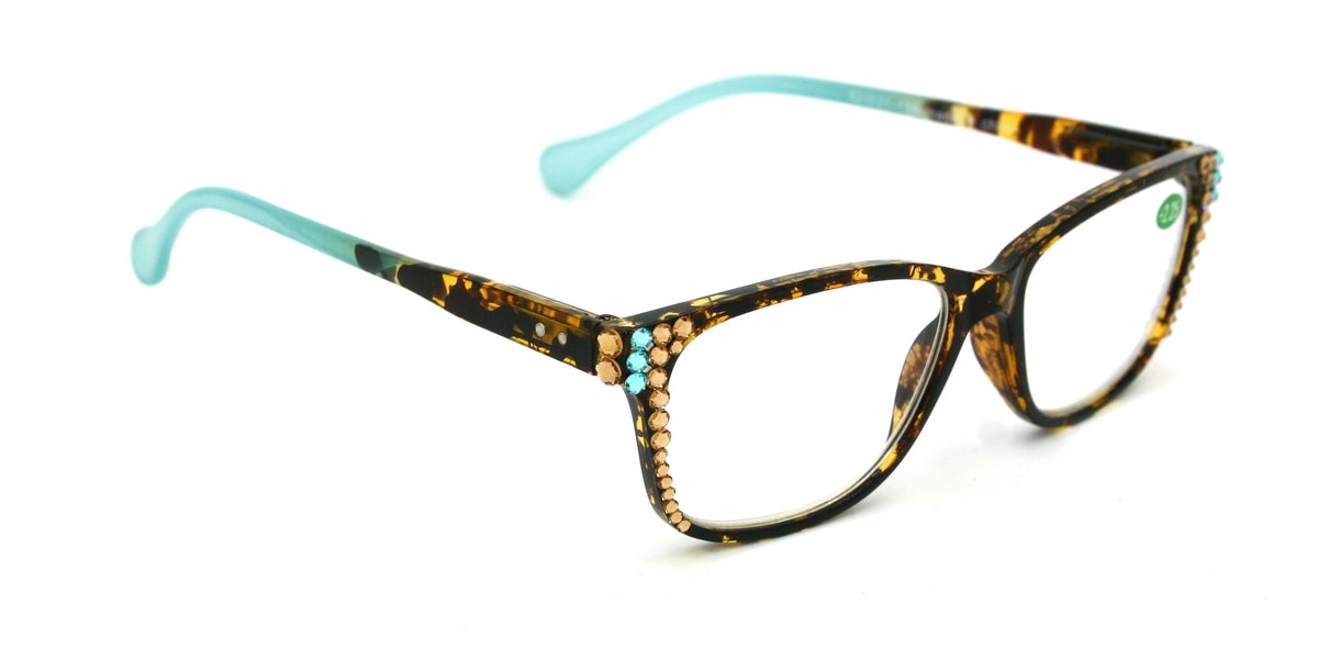 Vintage Vixen Turquoise Ombre frames Blue rhinestones +3.00 reading glasses Amazon.com: willochra Rhinestone Reading Glasses for Women  main image 2