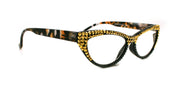 Lynx, (Bling) Women Reading Glasses W (Full TOP) (Golden Shadow) Genuine European Crystals, Cat Eyes Tiger Print +1.50..+3 NY Fifth Avenue