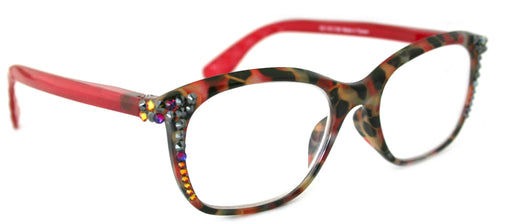 Venus, (Bling) Women Reading Glasses W (Hematite, Volcano) Genuine European Crystals. (Red, Black) Leopard Square, NY Fifth Avenue.