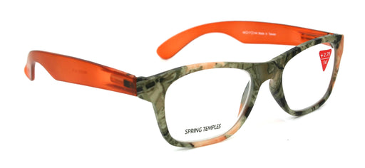 The Forester, (Premium) Reading Glasses, High End Reader +1.25 to +3 Magnifying, Square Style (Orange Camouflage) Frame. NY Fifth Avenue